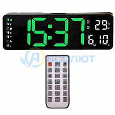 Часы настенные электронные с температурой и пультом Орбита OT-CLW18 Зеленые